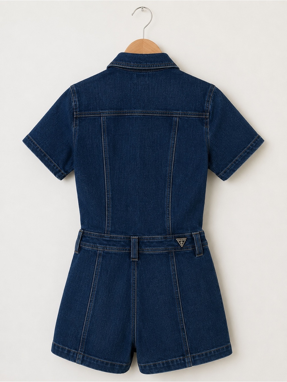 GUESS Lara Dark Wash Denim Romper Jumpsuit Shorts Button Front Size S - Picture 7 of 14